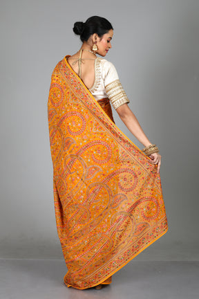 Yellow Blended Organza Saree