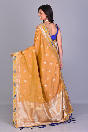 Mustard Blended Dupion Silk Saree with Zari Works - Keya Seth Exclusive