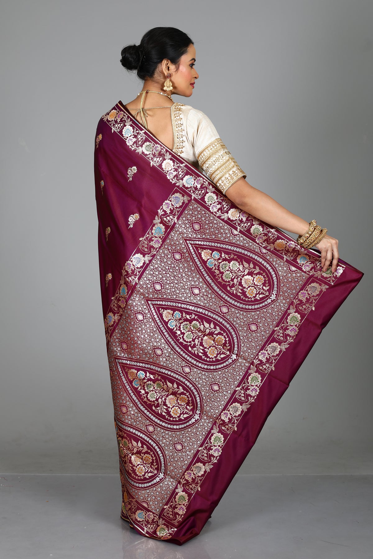 Dual Tone Purple Blended Mashru Silk Saree