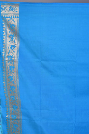 Blue Blended Dupion Silk Saree with Meenakari Works - Keya Seth Exclusive