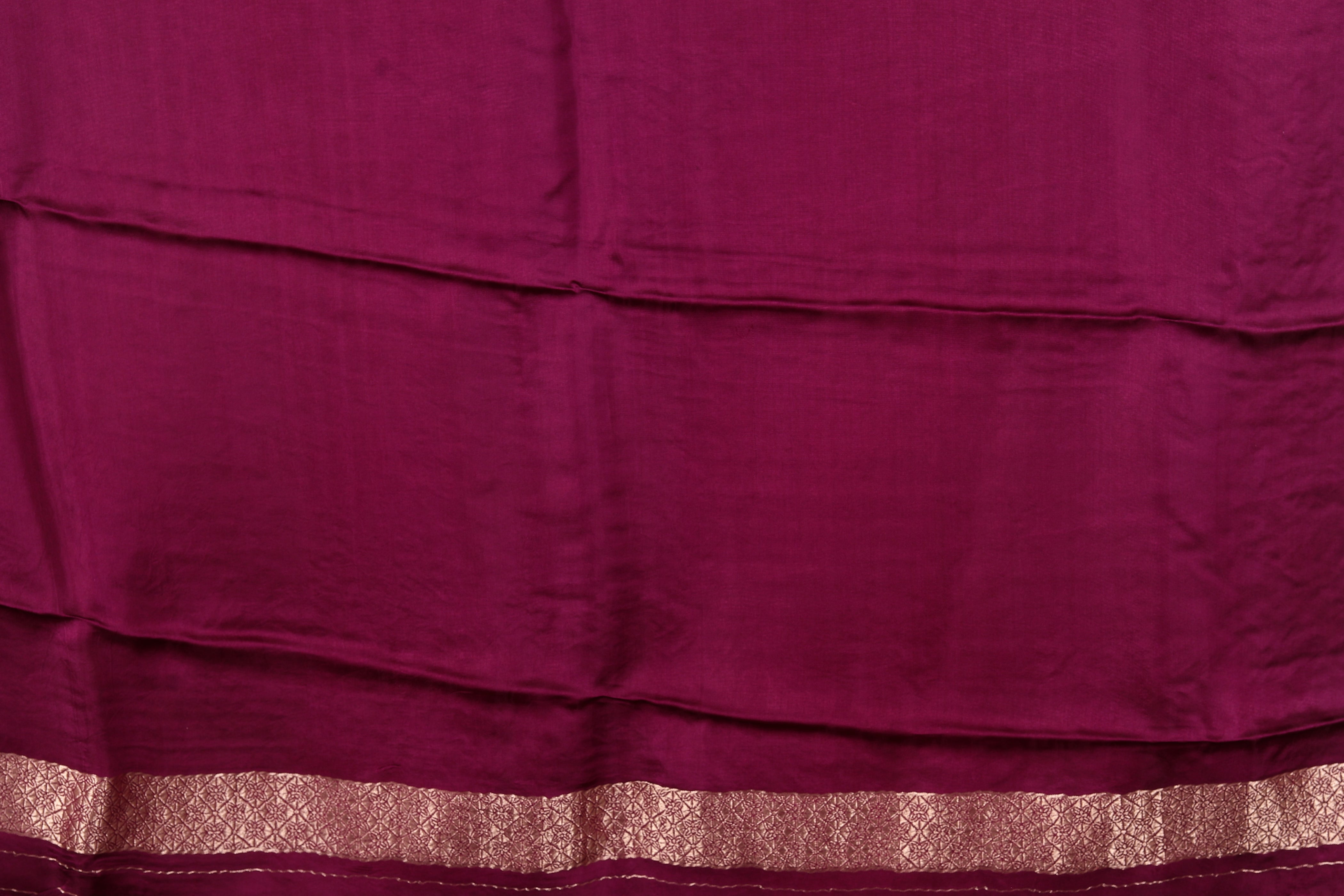Wine Blended Satin Silk Saree - Keya Seth Exclusive