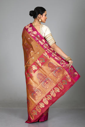 Olive Green Blended Madurai Silk Saree