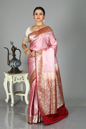 Dual Tone Pink Madurai Silk Saree