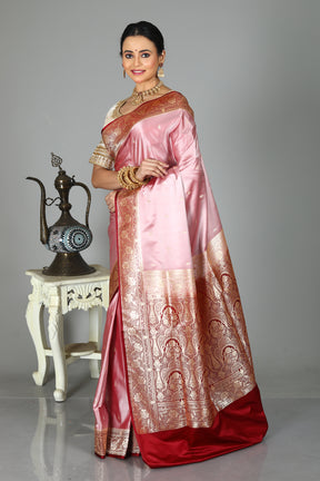 Dual Tone Pink Madurai Silk Saree