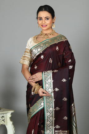 Wine Blended Madurai Silk Saree