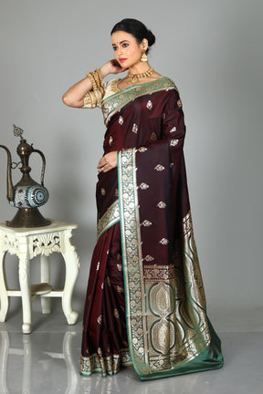 Wine Blended Madurai Silk Saree