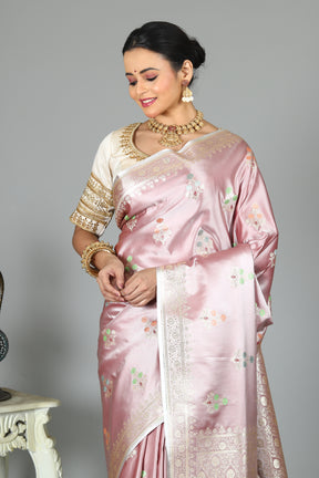 Pink Blended Pashmina Silk Saree