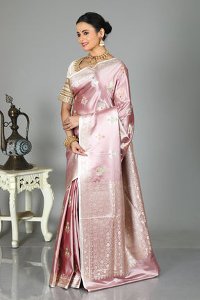 Pink Blended Pashmina Silk Saree