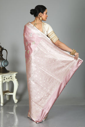 Pink Blended Pashmina Silk Saree