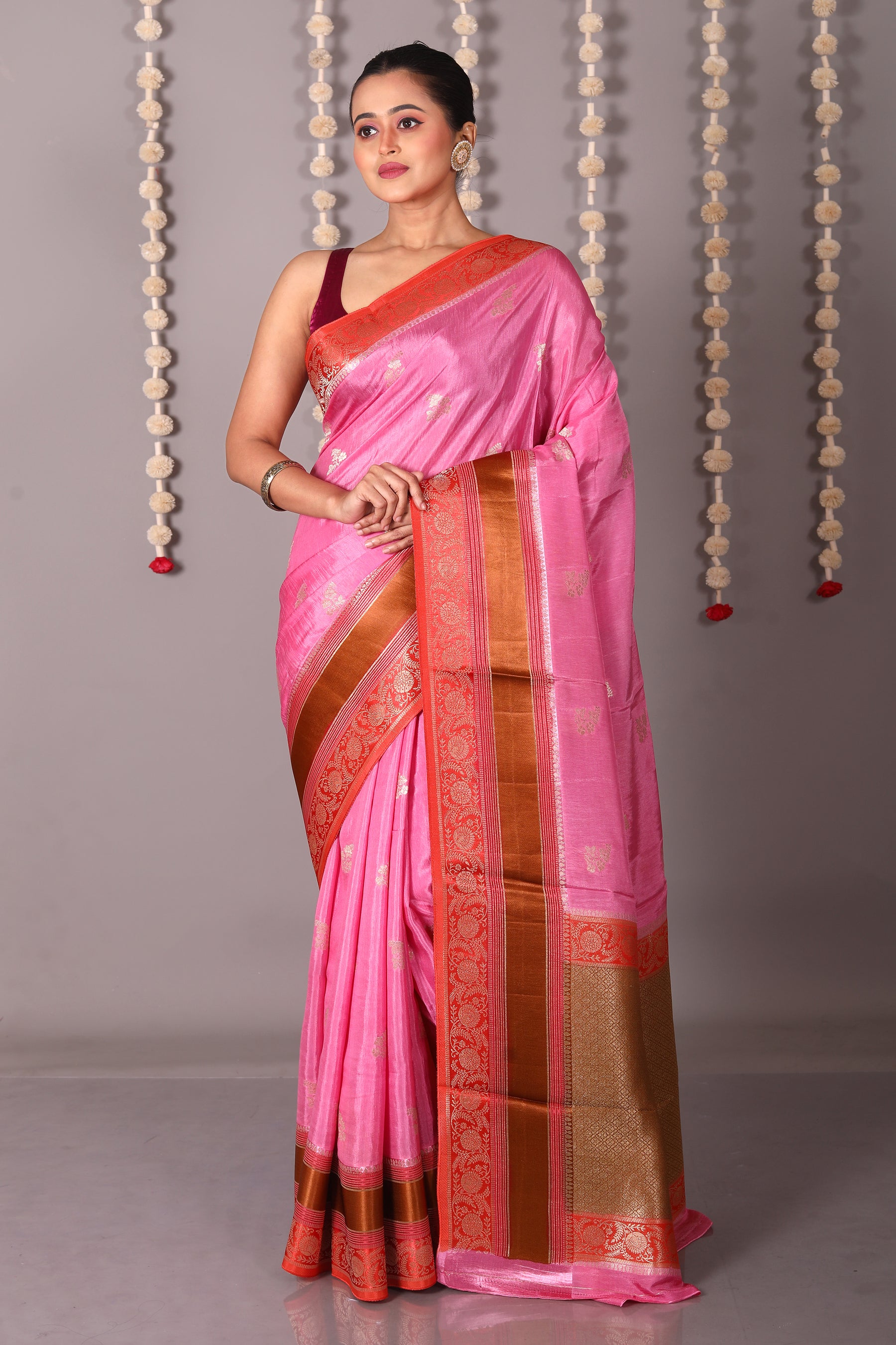 Pink Blended Kanjivaram Silk Saree - Keya Seth Exclusive