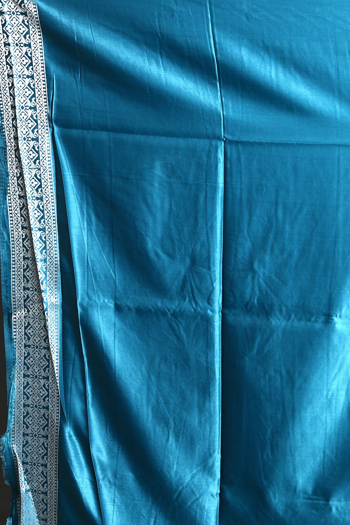 Blue Blended Satin Silk Saree