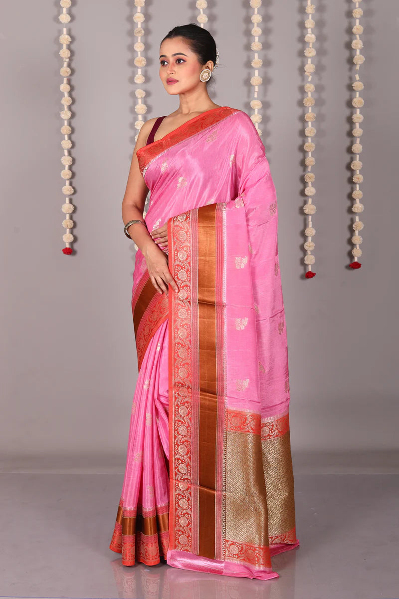 Pink Blended Kanjivaram Silk Saree - Keya Seth Exclusive