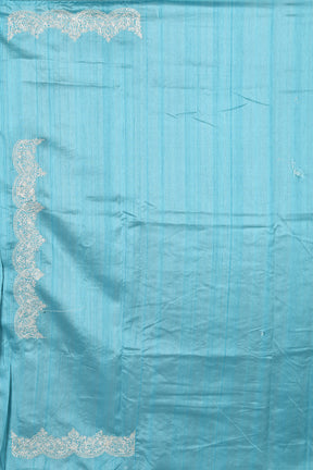 Blue Blended Tussar Silk Saree