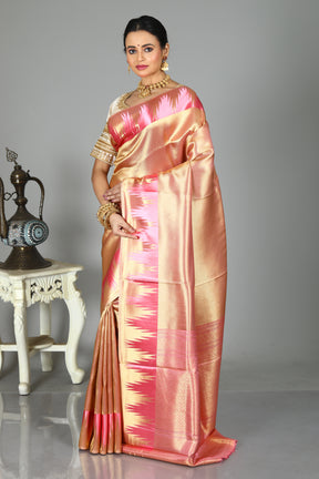 Light Golden Blended Tissue Saree