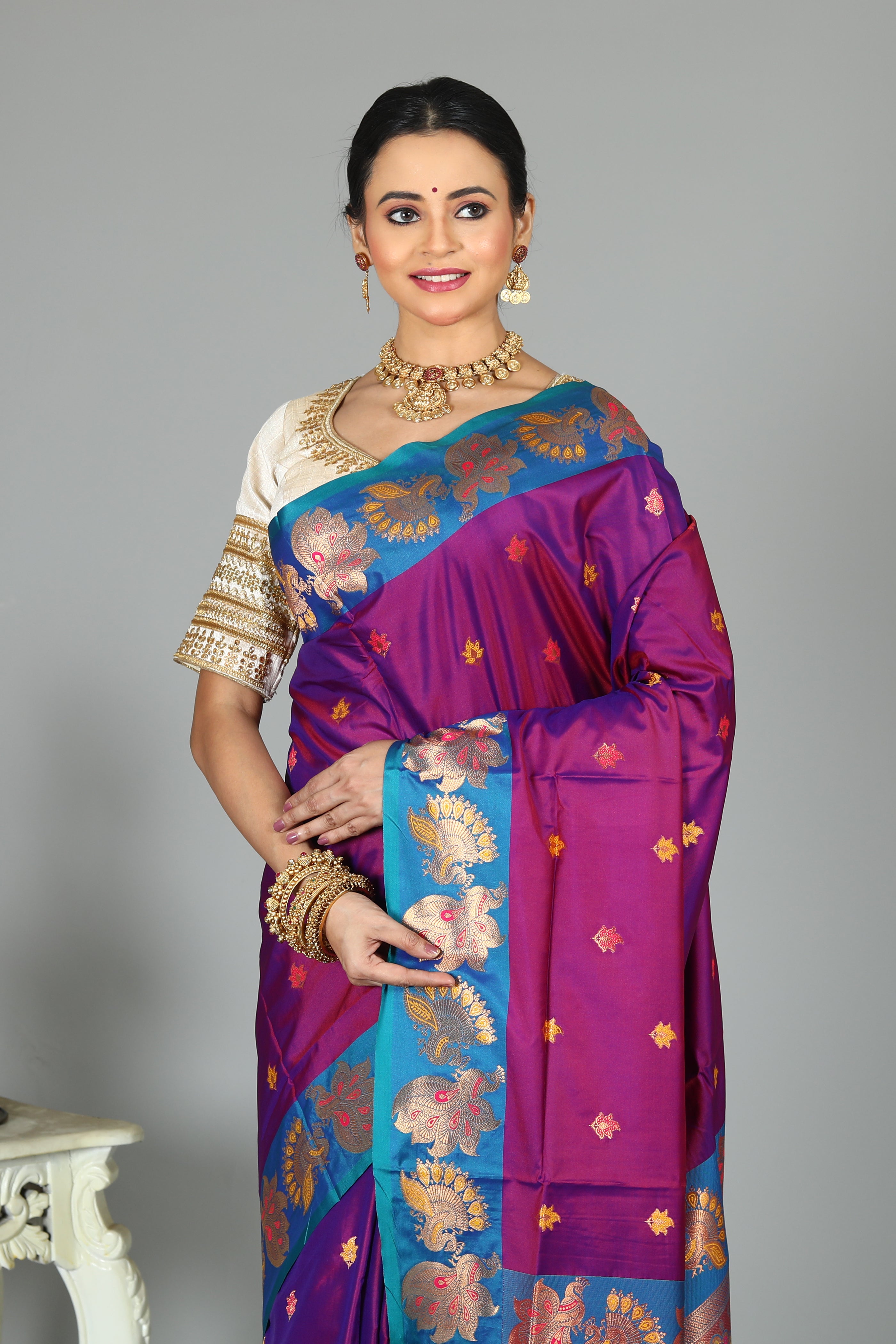 Purple Blended Madurai Silk Saree