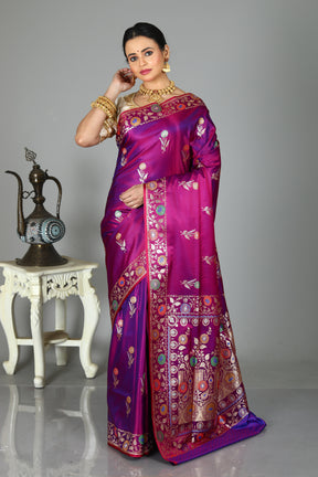 Purple Blended Mashru Silk Saree