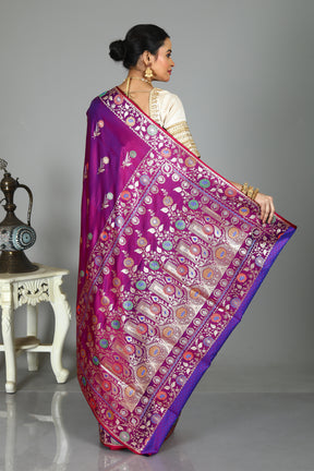 Purple Blended Mashru Silk Saree