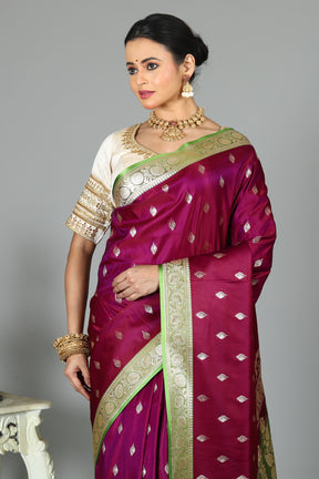 Magenta Blended Mashru Silk Saree