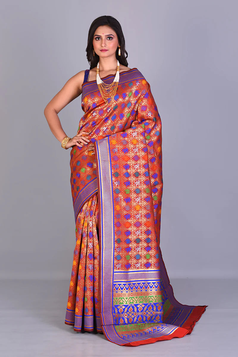 Red Art Silk Saree with Meenakari Works - Keya Seth Exclusive