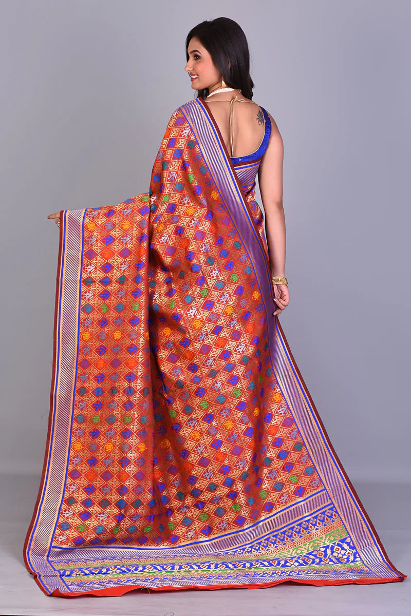 Red Art Silk Saree with Meenakari Works - Keya Seth Exclusive