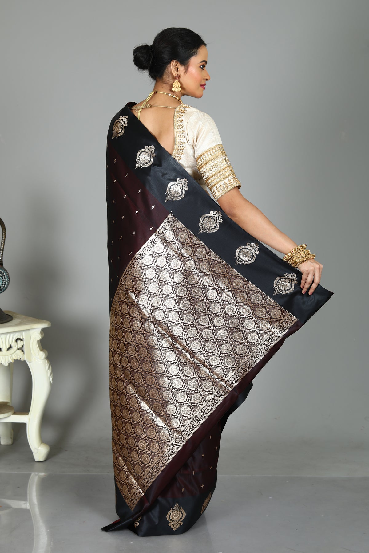 Dark Purple Blended Mashru Silk Saree