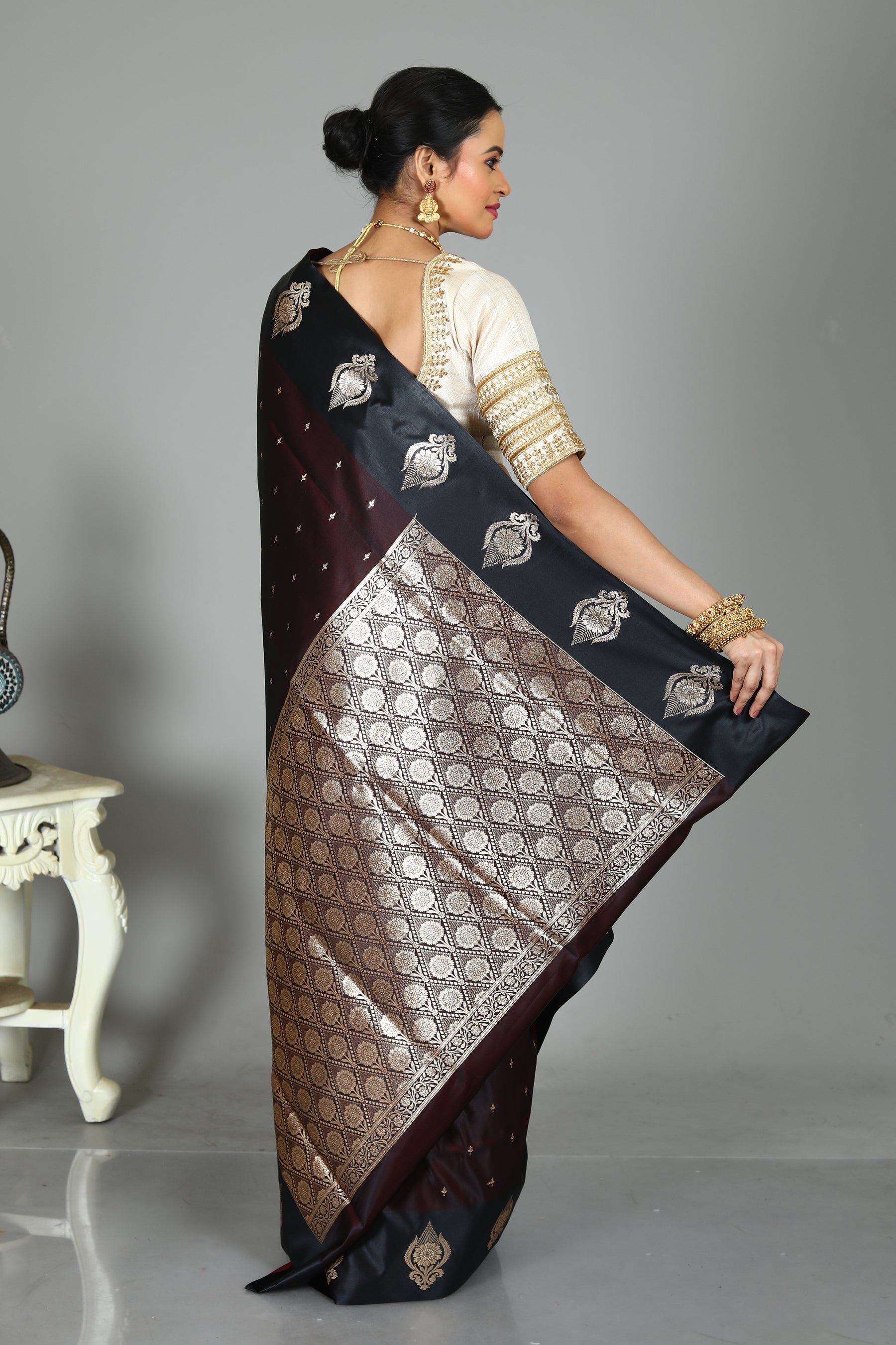 Dark Purple Blended Mashru Silk Saree