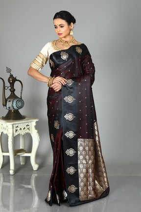 Dark Purple Blended Mashru Silk Saree