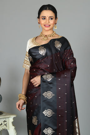 Dark Purple Blended Mashru Silk Saree