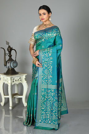 Sea Green Blensed Kantha Silk Saree