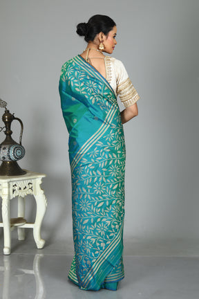 Sea Green Blensed Kantha Silk Saree