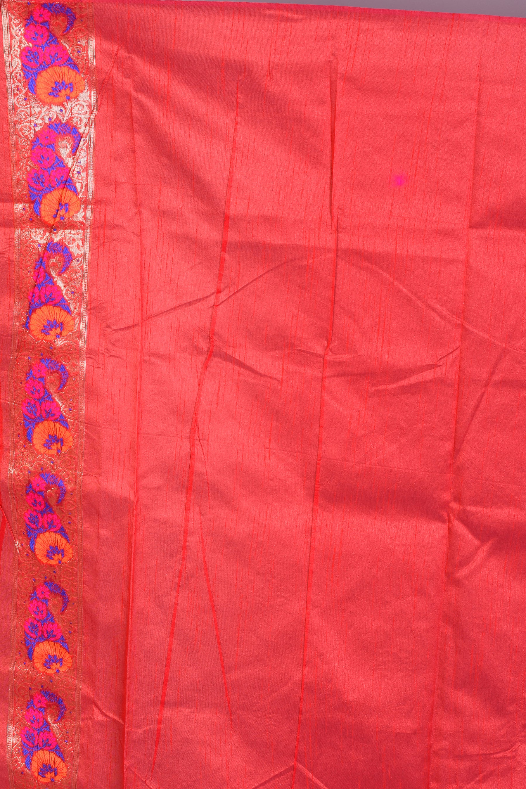 Red Blended Katan Silk Saree with Golden Borders - Keya Seth Exclusive