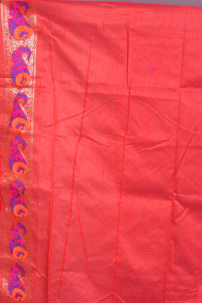 Red Blended Katan Silk Saree with Golden Borders - Keya Seth Exclusive