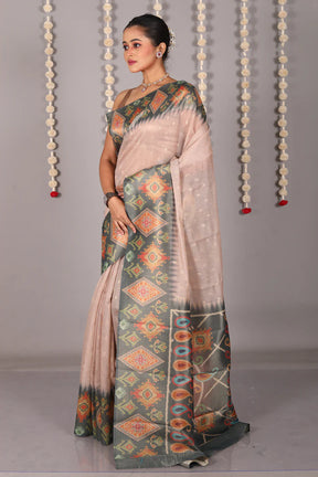Beige Blended Tussar Silk Saree - Keya Seth Exclusive