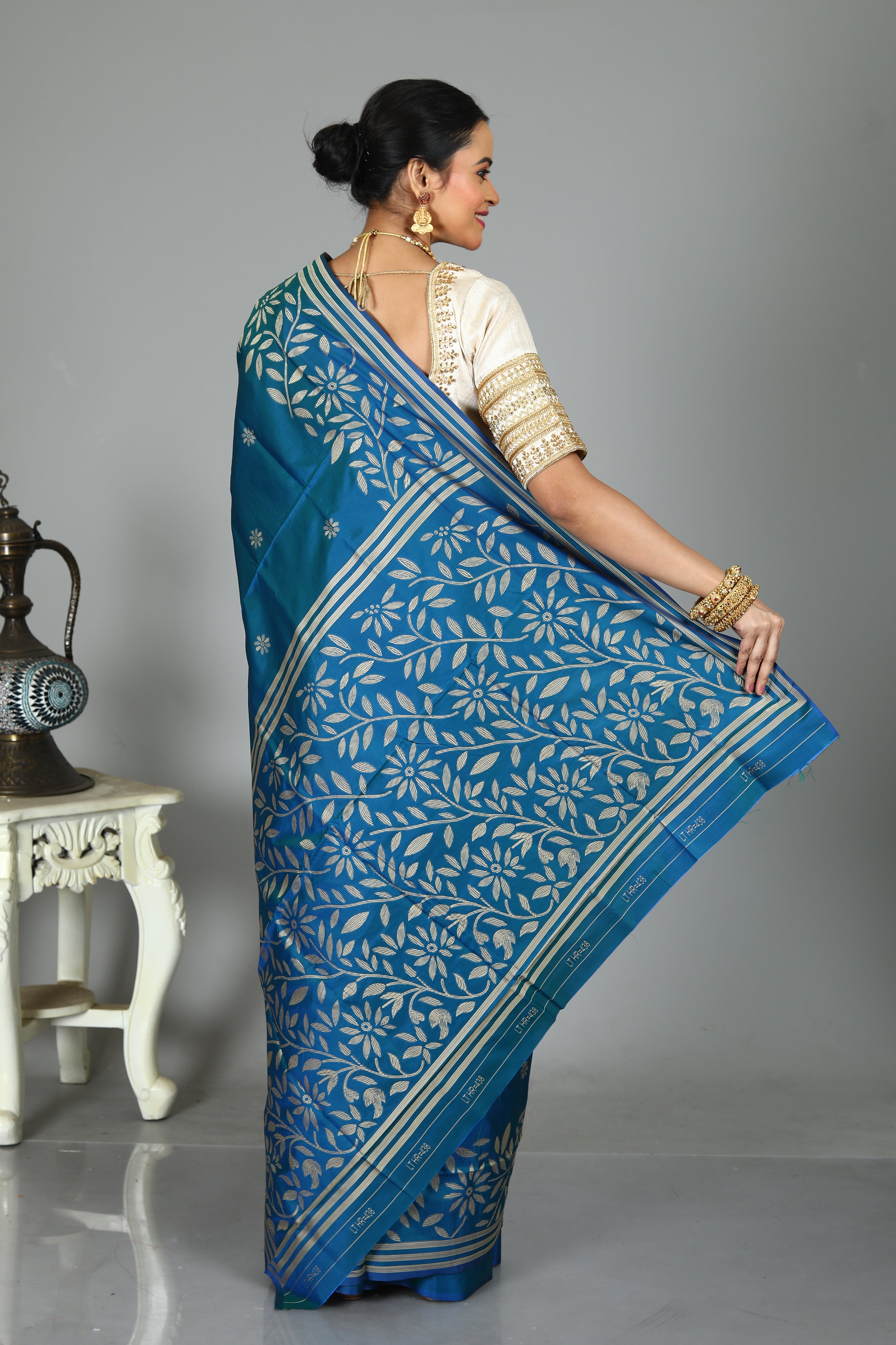 Blue Blended Kantha Silk Saree