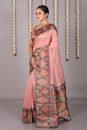 Peach Blended Tussar Silk Saree - Keya Seth Exclusive