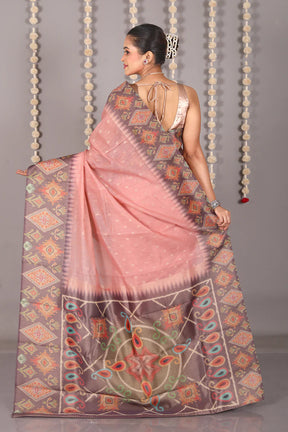 Peach Blended Tussar Silk Saree - Keya Seth Exclusive
