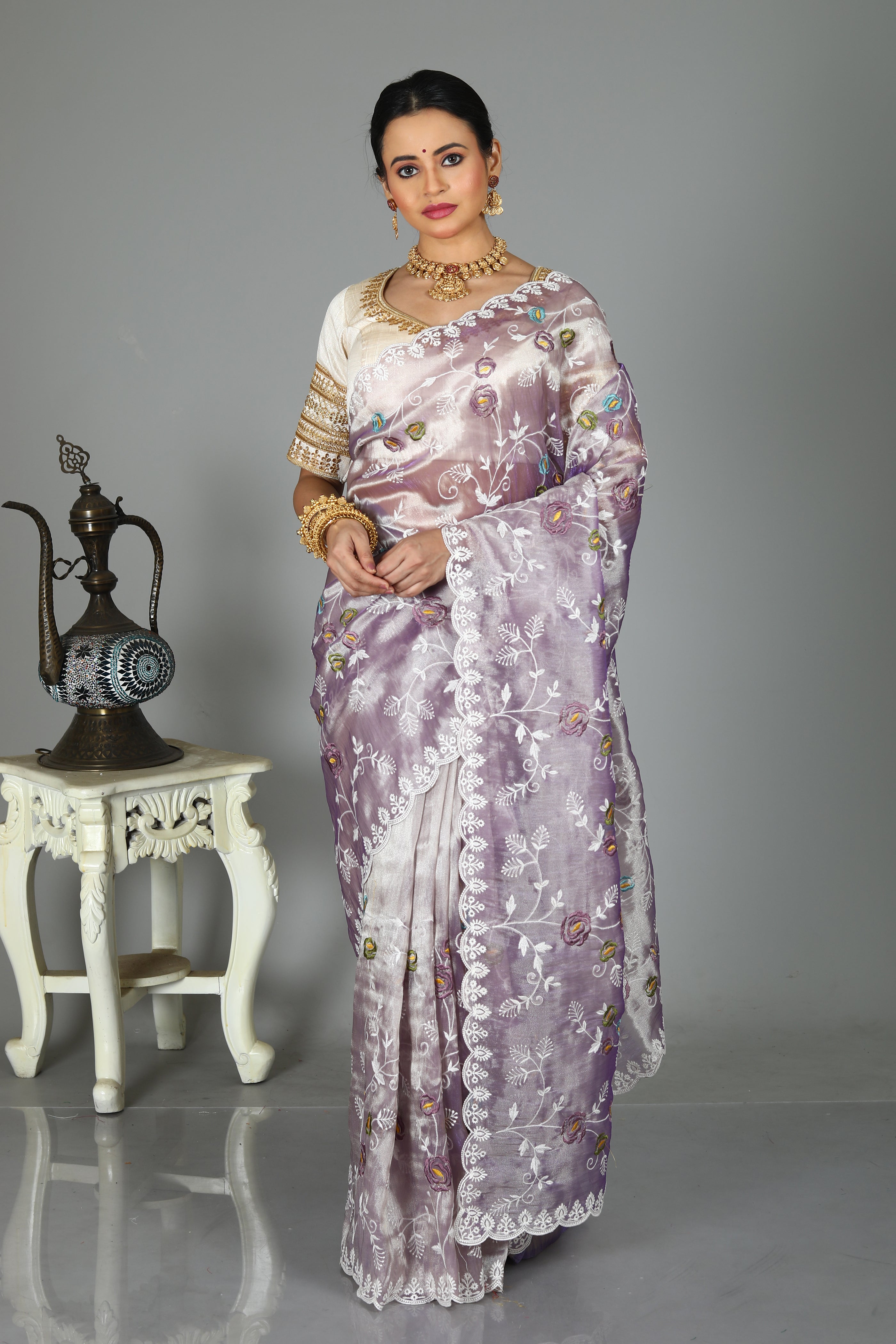 Lavender Blended Organza Saree