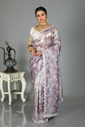 Lavender Blended Organza Saree
