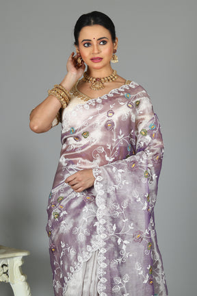 Lavender Blended Organza Saree