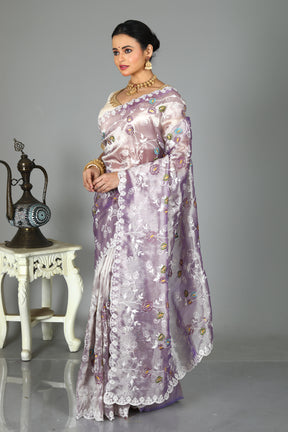 Lavender Blended Organza Saree