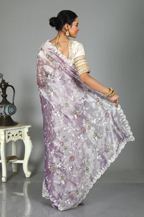 Lavender Blended Organza Saree