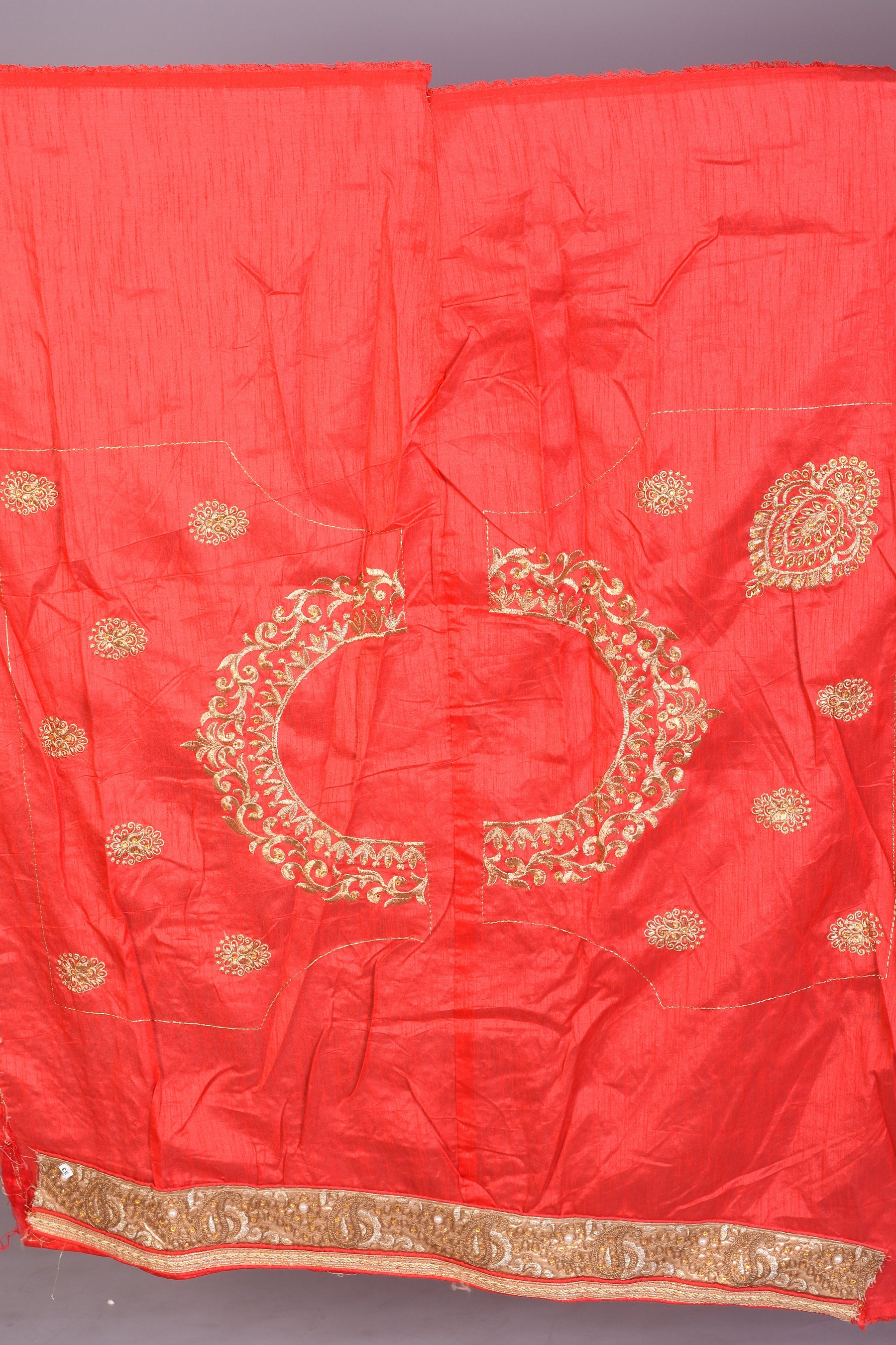 Red & Beige Half & Half Georgette Saree - Keya Seth Exclusive