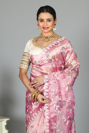 Purple Blended Organza Silk Saree