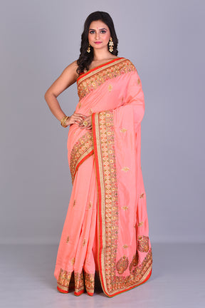 Peach Khaddi Silk Saree - Keya Seth Exclusive