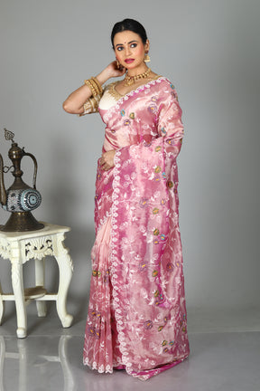 Purple Blended Organza Silk Saree
