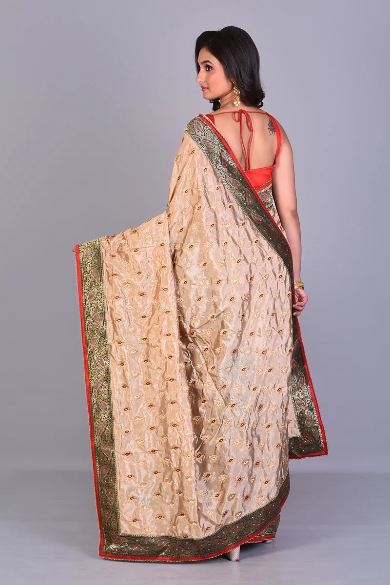 Blue & Beige Half & Half Silk Saree - Keya Seth Exclusive