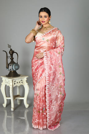 Pink Blended Organza Saree