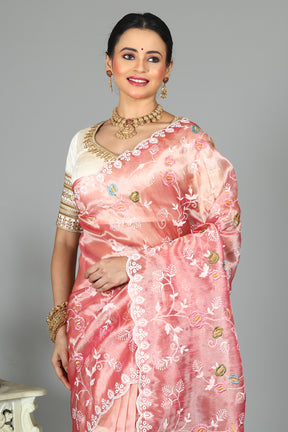 Pink Blended Organza Saree