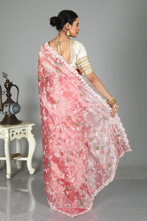 Pink Blended Organza Saree