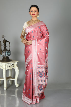 Pink Blended Satin Silk Saree